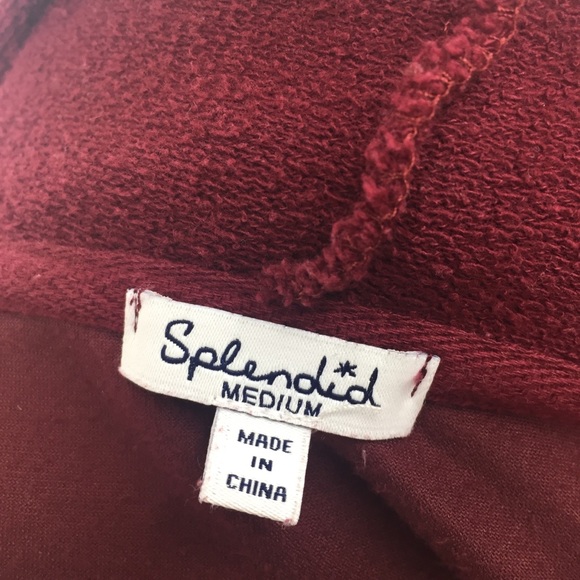 Splendid  Red Ruby Velour/French Terry Hoodie M - Picture 8 of 8
